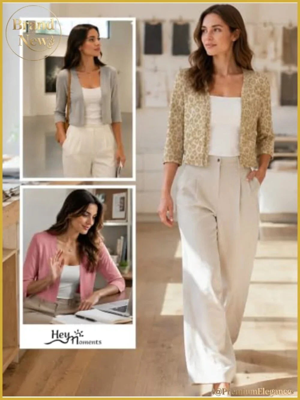 Women's Thin Shrugs 3/4 Sleeve Lightweight Cropped Open Front Cardigan Bolero